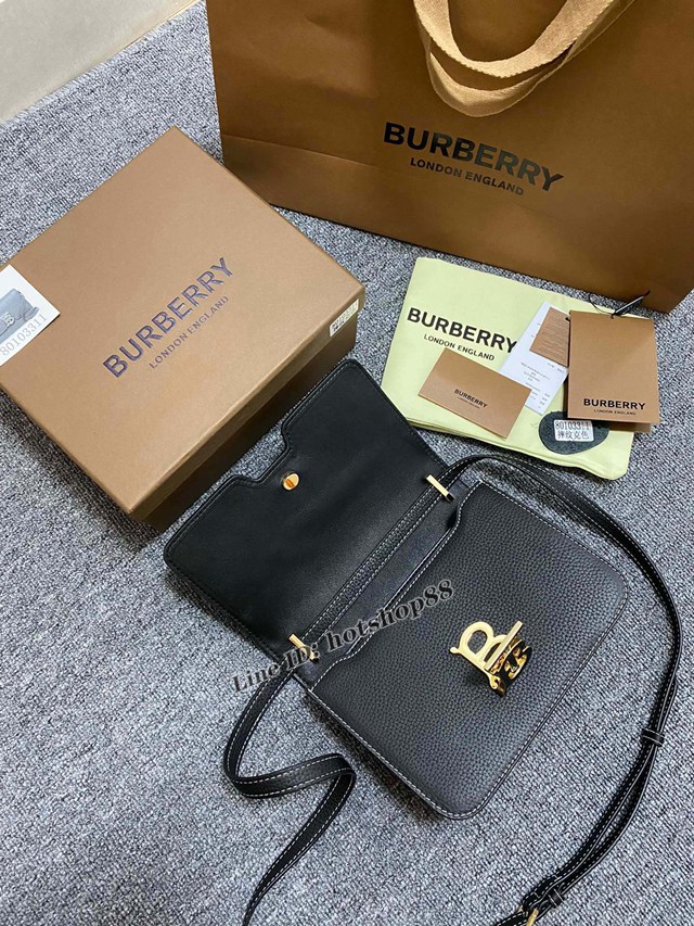 Burberry專櫃新版型立挺TB專屬標識鎖扣包 巴寶莉粒紋皮單肩斜挎女包 yxb1220